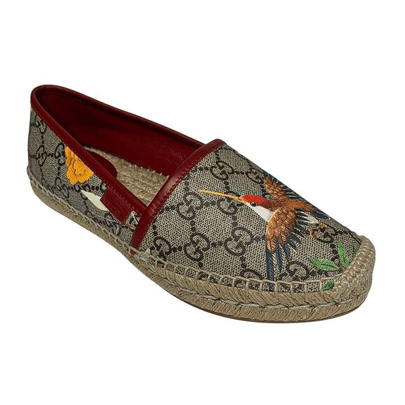 Gucci Pilar Espadrille Flats EU 36.5 US 6.5 GG Supreme Logo St. Tian Slip Ons - Picture 1 of 15